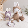 Pack Conejito de Crochet, Mordedor y Chupetero