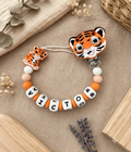 Chupetero Personalizado Tigre | Chupetero con Nombre para Bebé