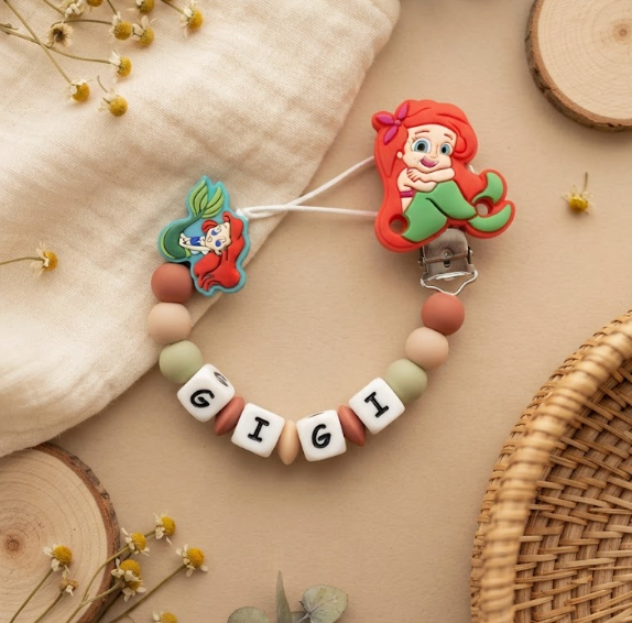 Chupetero Personalizado Sirena | Chupetero con Nombre para Bebé