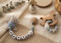Chupetero Personalizado con Tortuga de Ganchillo Azul