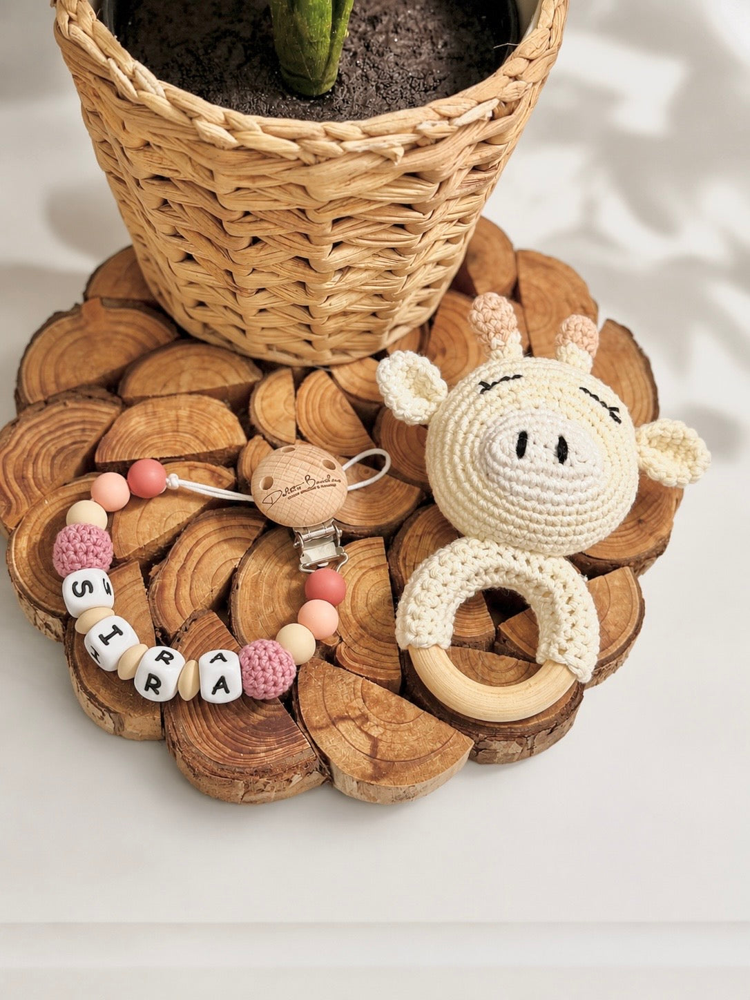 Pack Mordedor de Crochet y Chupetero Personalizado