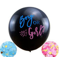 Globo Negro para Revelación de Género | Globo Gender Reveal con Confeti Rosa o Azul