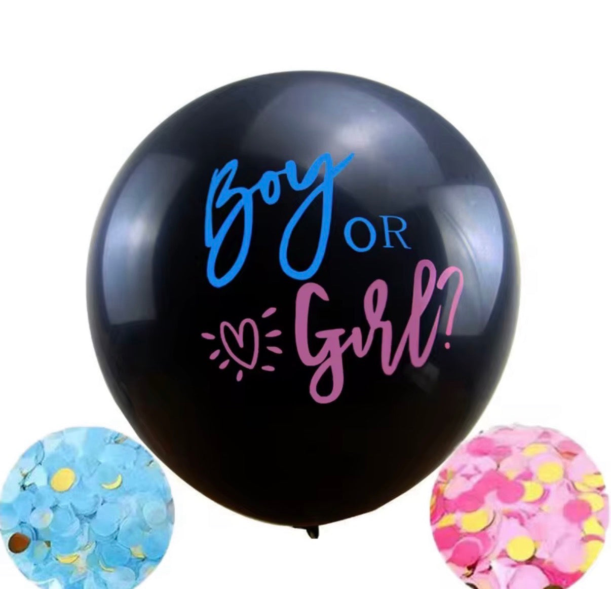 Globo Negro para Revelación de Género | Globo Gender Reveal con Confeti Rosa o Azul