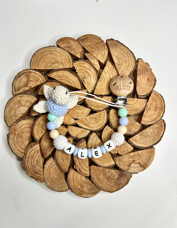 CHUPETERO PERSONALIZADO CON TORTUGA DE CROCHET