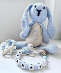 Pack Conejito Azul de Crochet Personalizado para Bebé