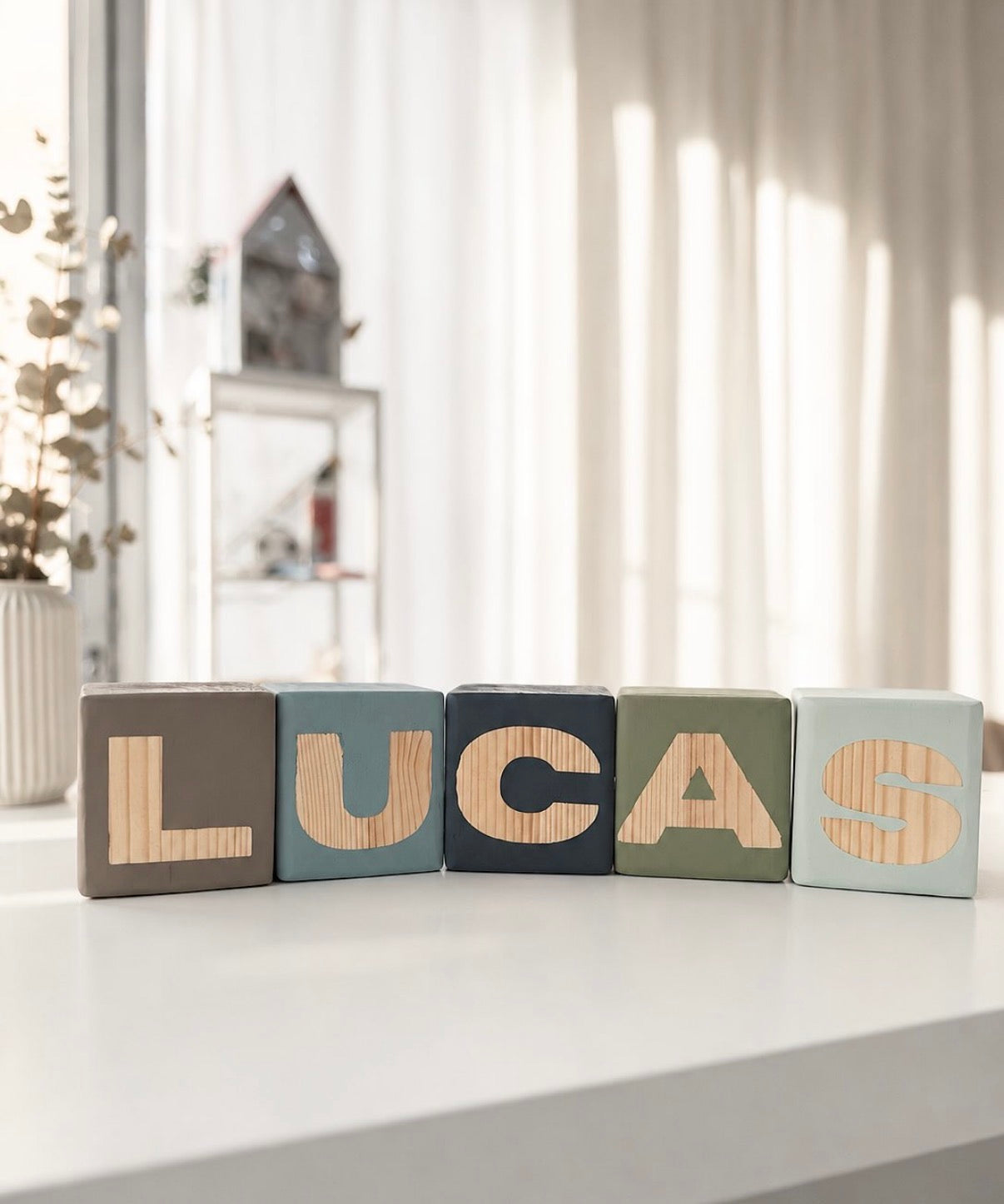 Cubos con Nombre Personalizado de Madera