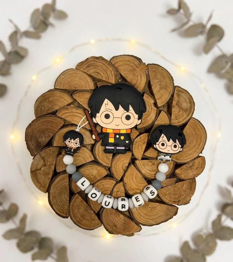 Chupetero Personalizado Temática Mágica con Mordedor de Silicona Bebé